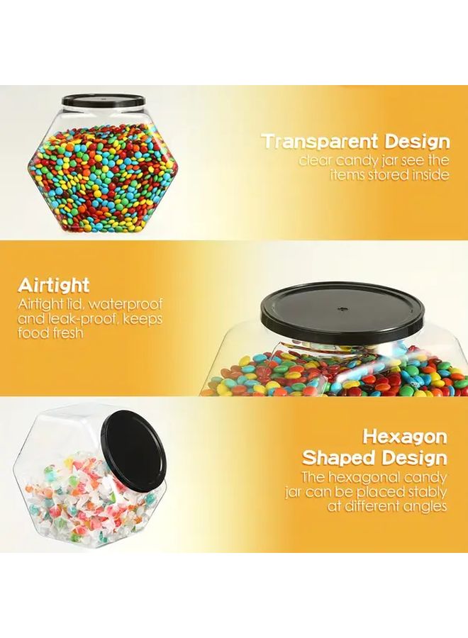 Black Transparent Lid Hexagonal Plastic Candy Jars 18pcs 28oz Wide Mouth Storage Containers - Image 2